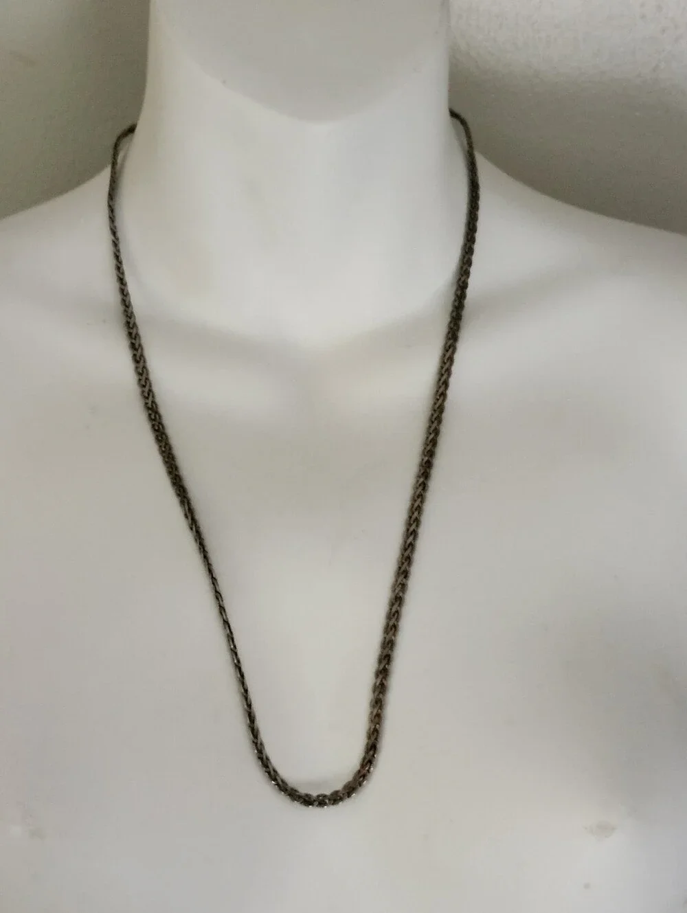 Sterling-Look Twisted Rope Chain Necklace in Silver Tone 24 Inches